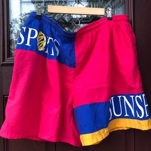 Vtg 90’s ColorBlock SpellOut SunSports Swim Trunks